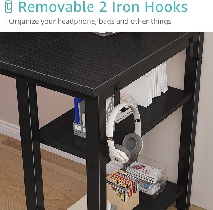 Lufeiya Gaming Desk with 4 Fabric Drawers & Storage Shelves, 55 inch Computer - Image 7