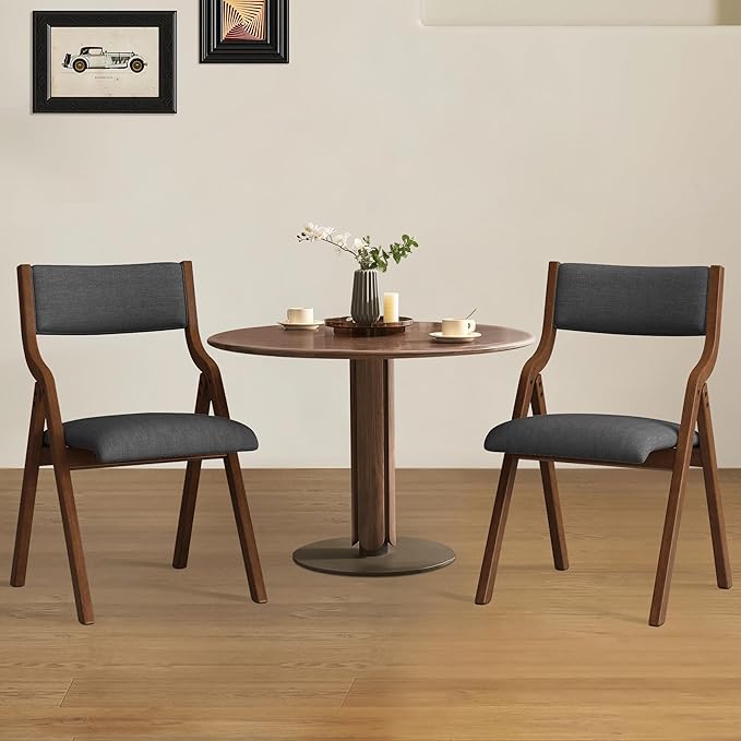 Folding Dining Chairs Set of 2, Upholstered Kitchen Chair by FAVSH
