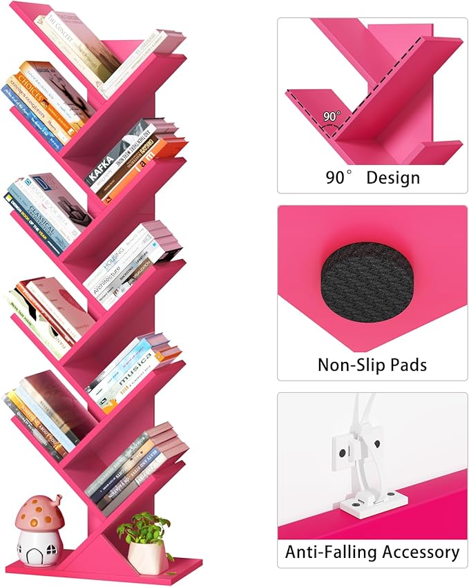 10 Tier Tree Book Shelf, Floor Standing Wood Bookshelf - Image 6