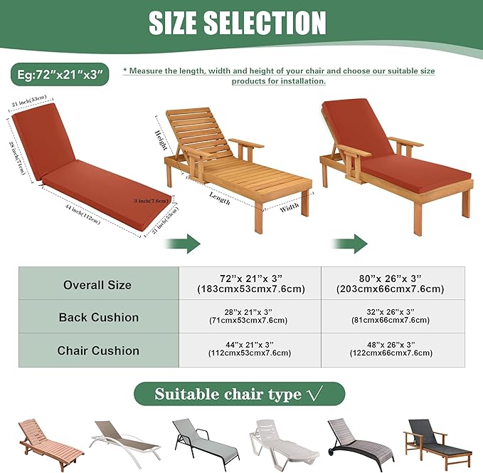 Chaise Lounge Cushions Outdoor Set of 4 - Image 8