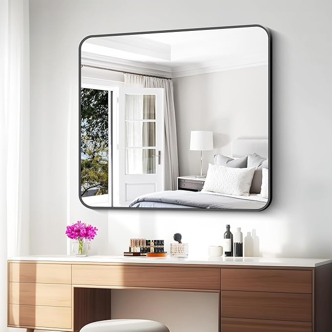 BONEWEI 36x40 inch Bathroom Mirror, Wall Mounted Bathroom Frame Vanity Mirror - Image 6