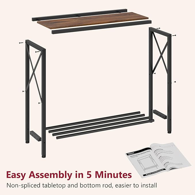 Tajsoon 2 Pack Console Table, 2 Tier Small Hallway Table, Narrow Sofa Table - Image 6