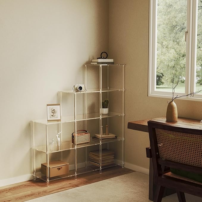 5-Tier Acrylic Bookshelf, 9 Cube Bookcase, Living Room, Easy Assembly, 11.8" D - Image 2