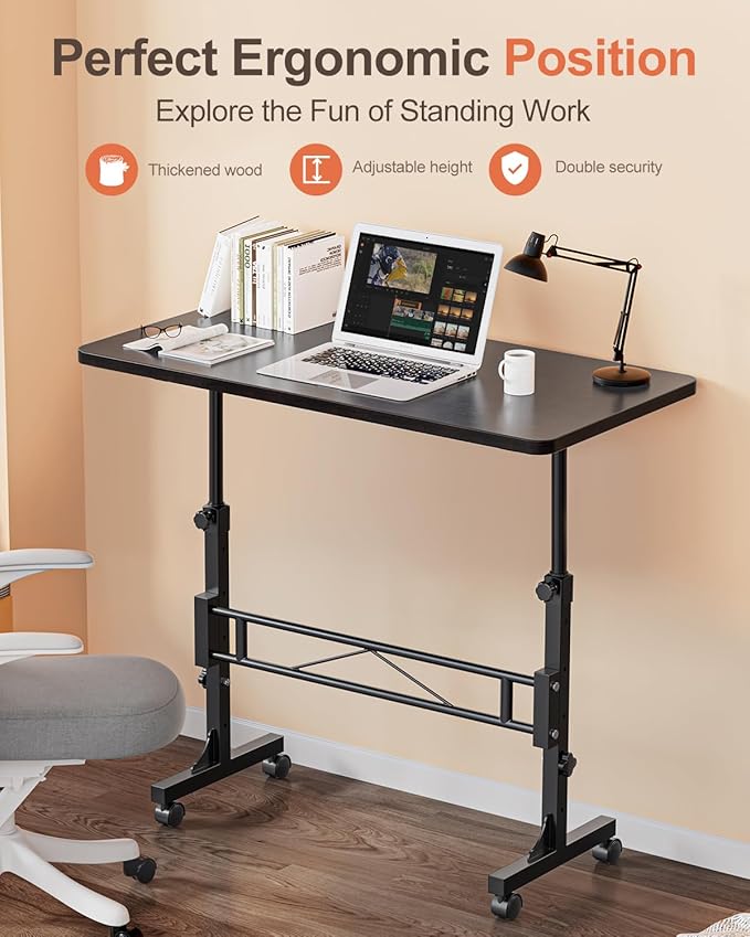 Small Standing Desk Adjustable Height, Mobile Stand Up Desk - Image 3