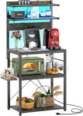 Aheaplus Bakers Rack with Power Outlet, Microwave Stand, 5 Tiers Coffee Bar by Aheaplus