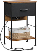 WLIVE Nightstand with Charging Station, Night Stand with 1 Fabric Drawer and by WLIVE