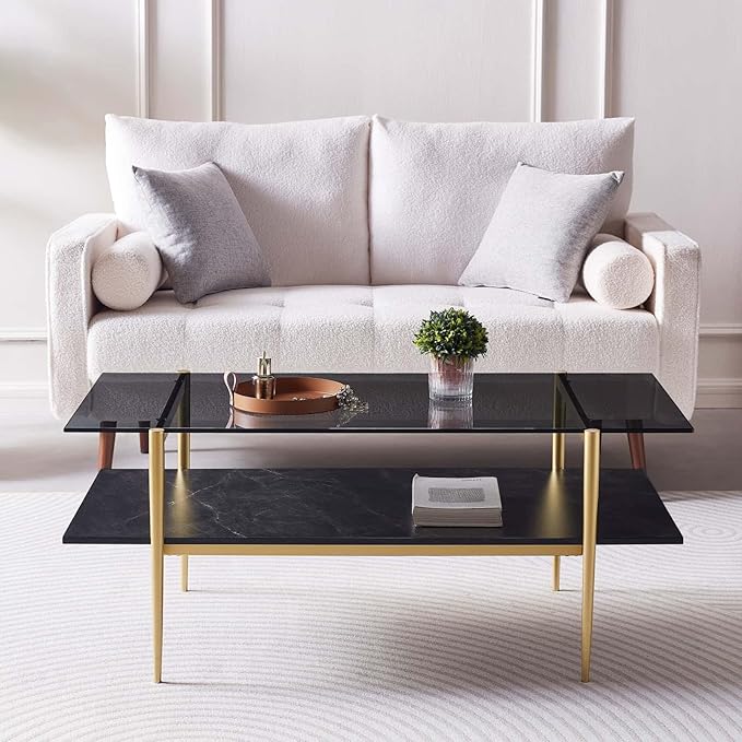 Rectangle Coffee Table for Living Room, Mid-Century Modern Design, L41 x W21 x - Image 4