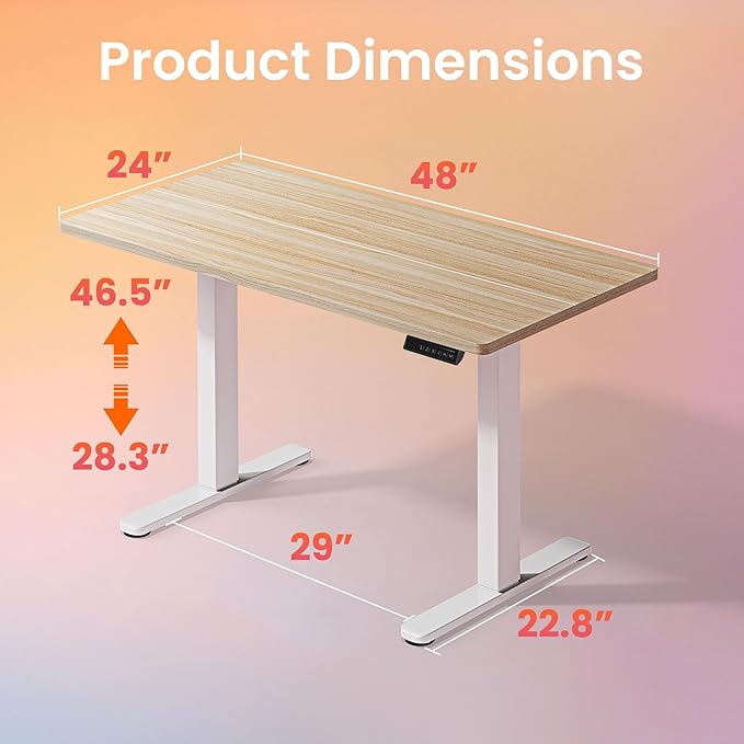 HUANUO 48" Electric Standing Desk Adjustable Height, 4 Memory Height Settings - Image 2