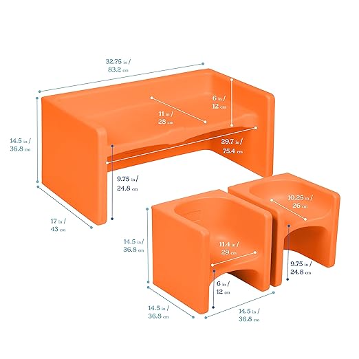 ECR4Kids Tri-Me Table and Cube Chair Set - Image 2