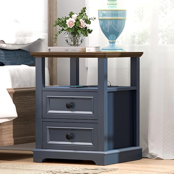 18" Wide End Table with Fast Charging Station Set of 2, 18” Wide Sofa Side - Image 8