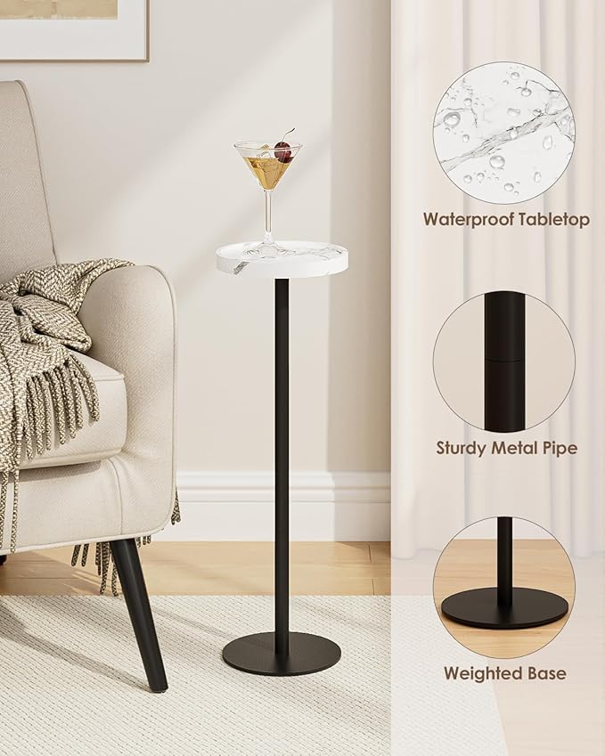 Drink Table, Small Pedestal Side Table, Round Cocktail Table, Circle Accent End - Image 4