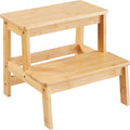 Bamboo Step Stools for Adults Kids, 2 Step Stool for Kichen/Bathroom/Bedside by Kovhzcu
