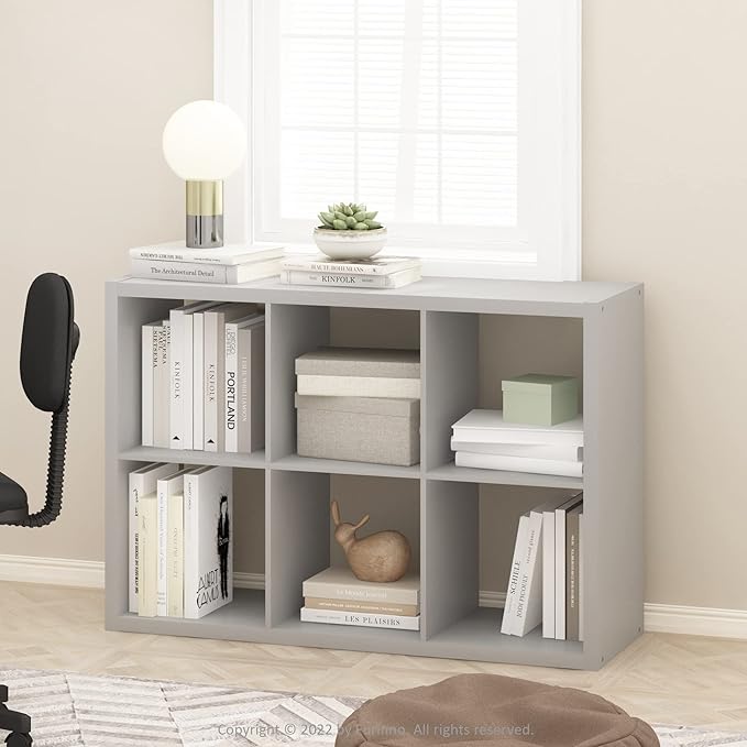 Furinno Cubicle Open Back Decorative Cube Storage Organizer, Light Grey - Image 4