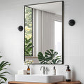 Matte Black Mirror, 40x30 Inch Aluminum Framed Rectangle Mirror, Tempered Glass by CLBA