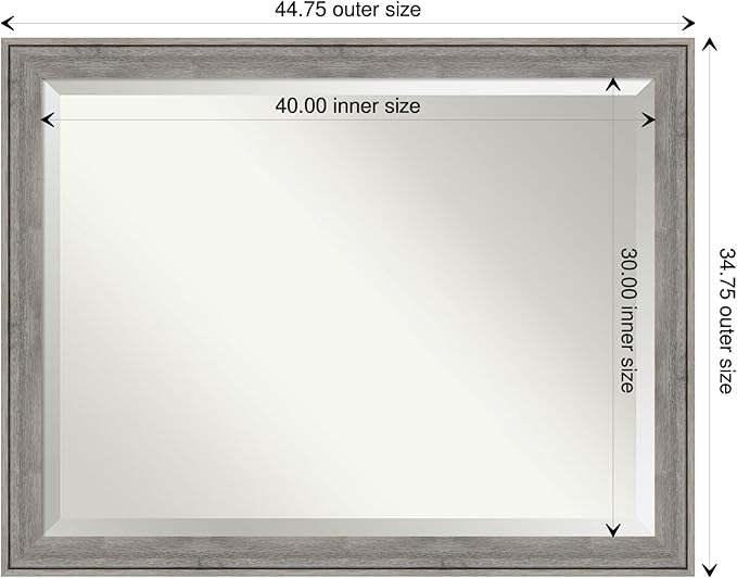 Amanti Art Grey Wall Mirror 35x45 Regis Barnwood Grey Rectangle Bathroom Mirror - Image 4