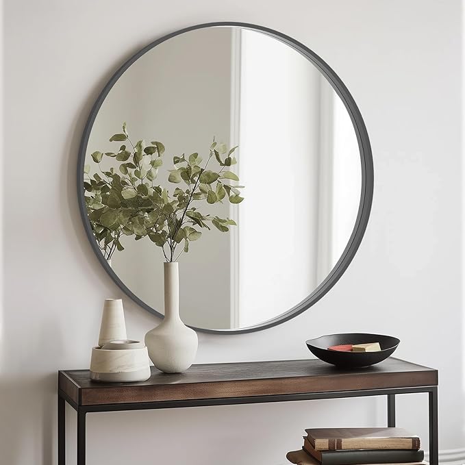HOMECOOKIN Round Wood Mirror, Living Room - Image 7