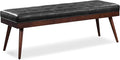 POLY & BARK Napa Luca Leather Bench, Onyx Black by POLYBARK