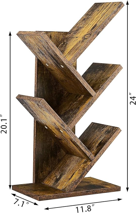 Hoctieon 4 Tier Tree Bookshelf, 4 Shelf Bookcase, Modern Book Storage, Free - Image 3