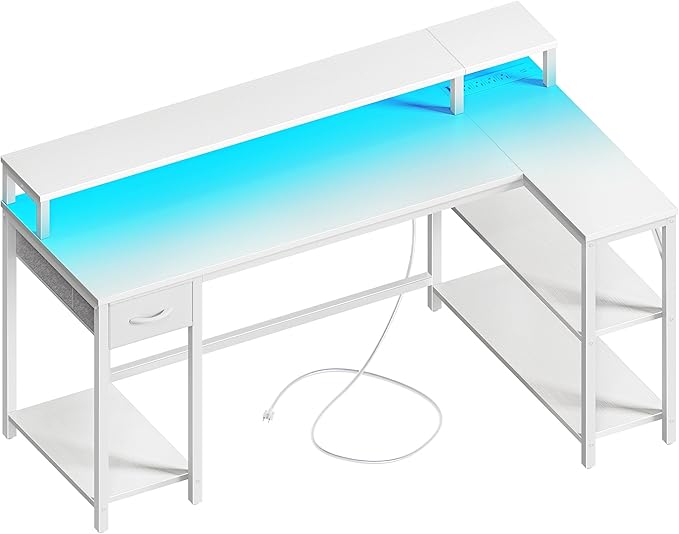 SUPERJARE 53 inch Reversible L Shaped Desk by SUPERJARE