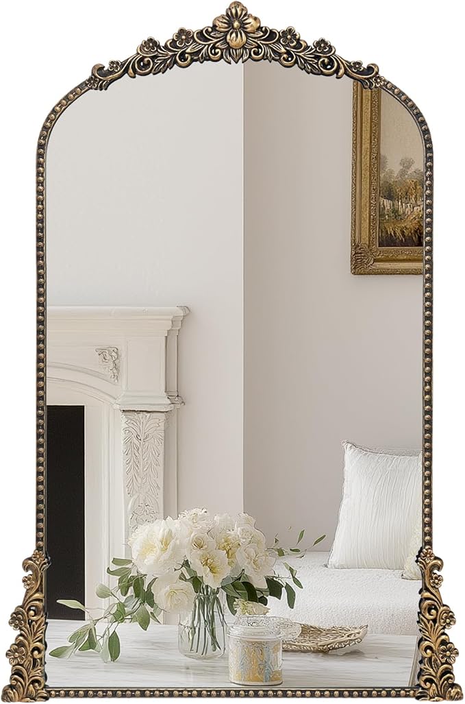 Vintage Arched Mirror, Vintage Black by YIDIE