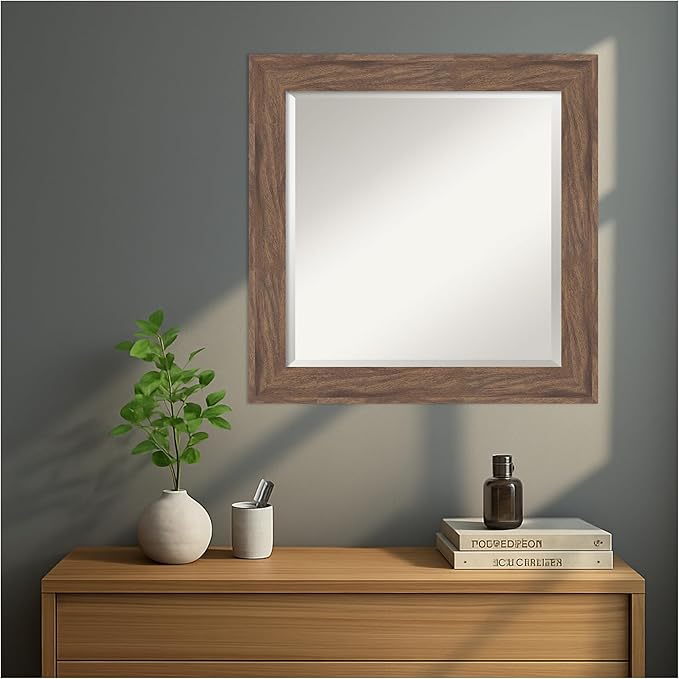 Amanti Art Brown Wall Mirror 25x25 Pia Medium Brown Square Bathroom Mirror - Image 6
