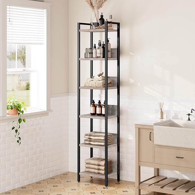 Bookshelf, 6-Tier Bookcase, Standing Book Shelf - Image 6