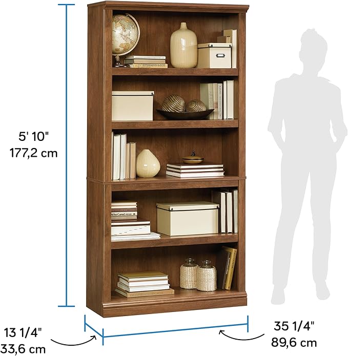Sauder Miscellaneous Storage 5 Split Bookcase/Book Shelf, L: 35.28" x W: 13.23" - Image 3