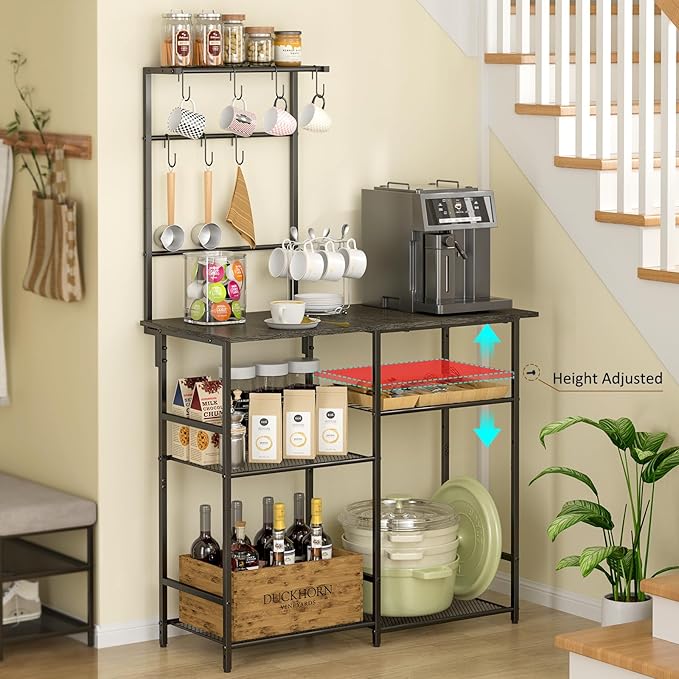 Baker's Rack for Kitchen with Storage, Microwave Stand with Adjustable Shelves - Image 6