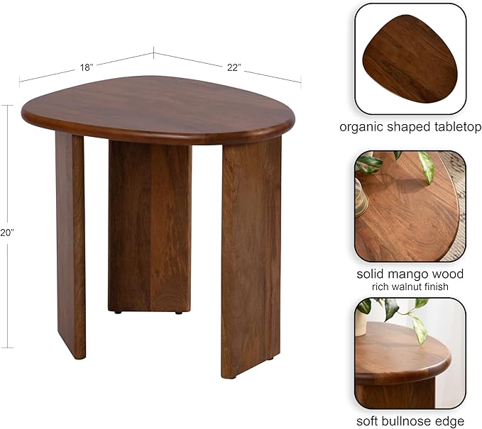 Kate and Laurel Tortola Modern Irregular Round Side Table, Walnut Brown - Image 3