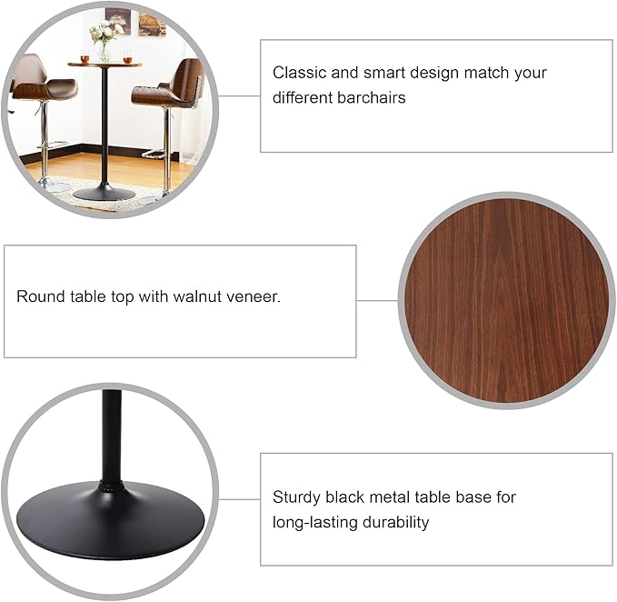 Glitzhome 39.5" H Round Pub Bistro Table, Round Bar Table Wood Top - Image 9