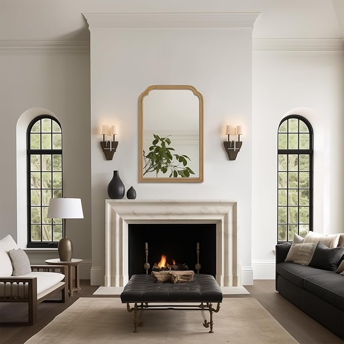 WallBeyond Wood Frame Wall Mirror Rounded Corner Arch Rectangle Mirror - Image 4
