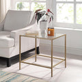 CAWS Gold End Table, Tempered Glass Rectangle Side Table by CAWS