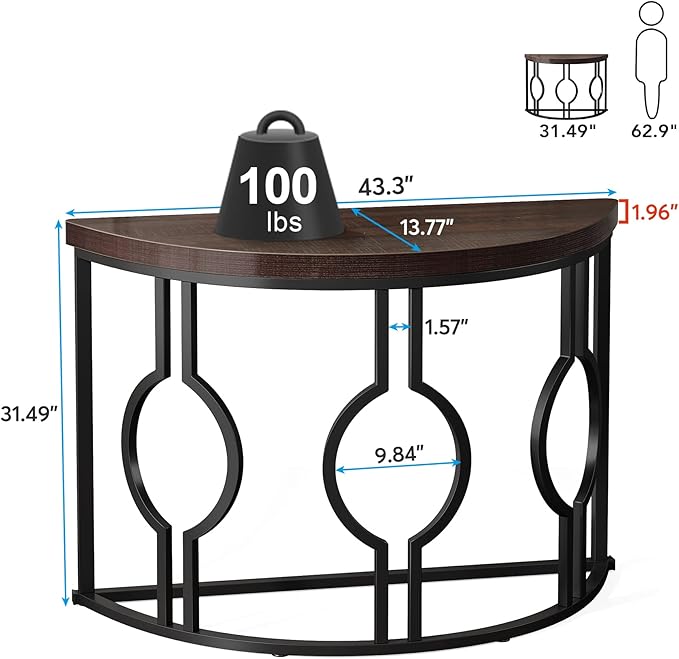 LITTLE TREE 43 Inch Half Moon Console Table - Image 3