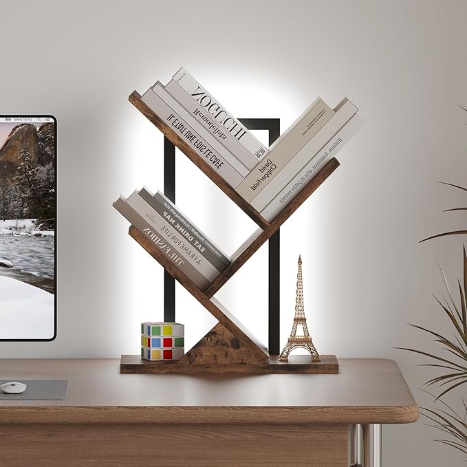 Tree Bookshelf with LED Lights, 3 Tier Floor Standing Bookcase, Classical - Image 5