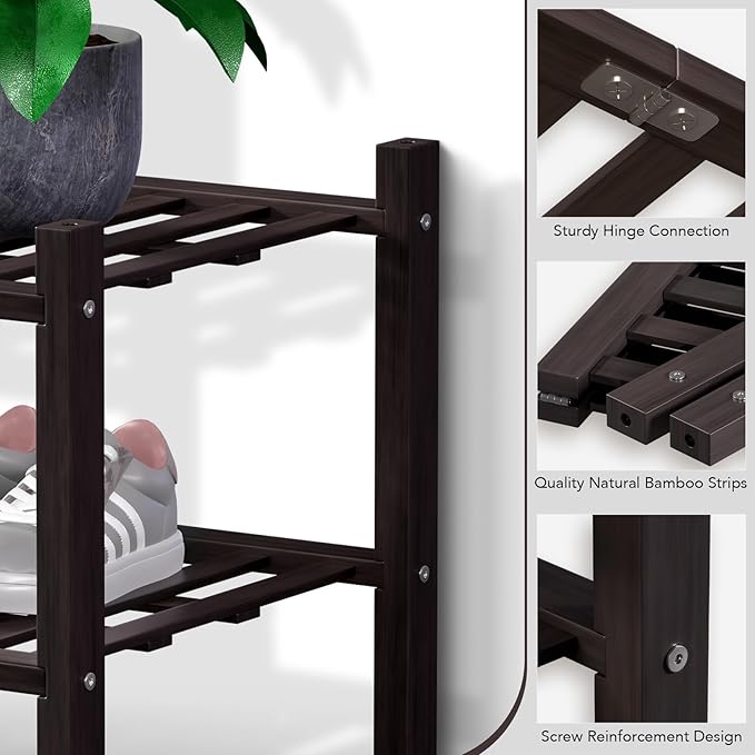 Haddockway Large 2 Tier Bamboo Shoe Rack Storage Organizer, Small Space - Image 4