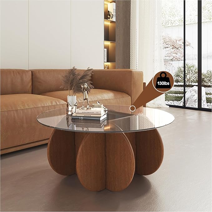 Glass Coffee Tables for Living Room Modern Elegant Round Coffee Table Mid - Image 5