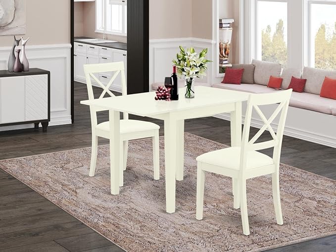 East West Furniture NDBO3-LWH-LC 3 Piece Dining Room Table Set Contains a - Image 2