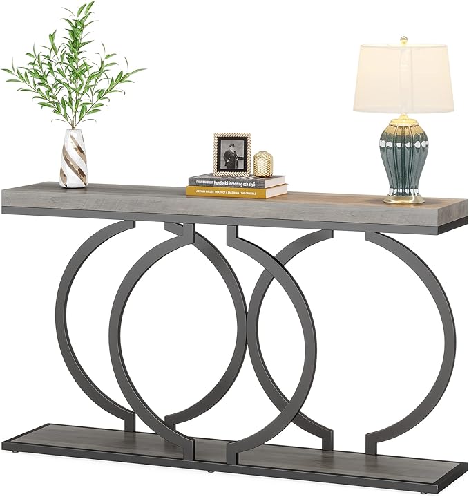 LITTLE TREE 55 inch Faux Marble Gold Console Table Modern Entryway Table Narrow by LITTLETREE