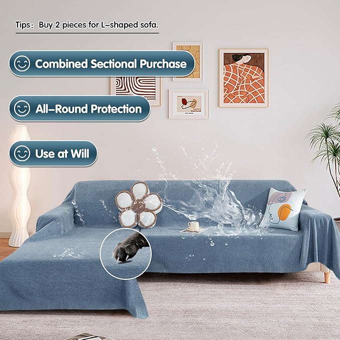STACYPIK 100% Waterproof Blue Couch Cover - Image 3