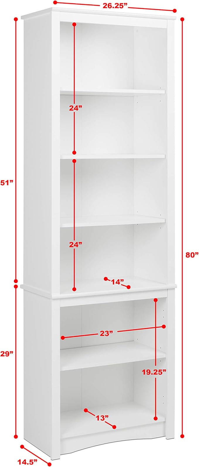Prepac Sonoma Tall 6-Tier Bookcase 80"H - Image 2