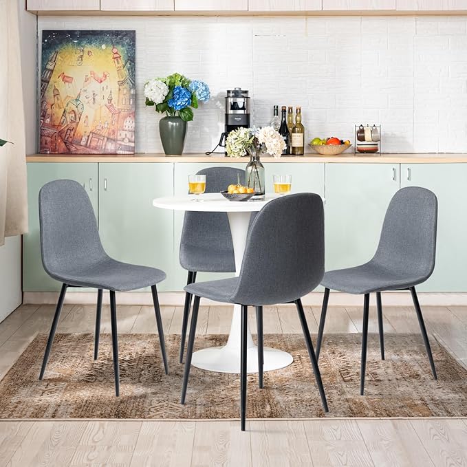 FurnitureR Dining Chairs Set of 4, Fabric Comfy Seat Armless Side Chairs - Image 7