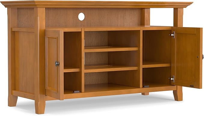 SIMPLIHOME Amherst 54-inch Wide Solid Wood TV Stand in Light Golden Brown - Image 4