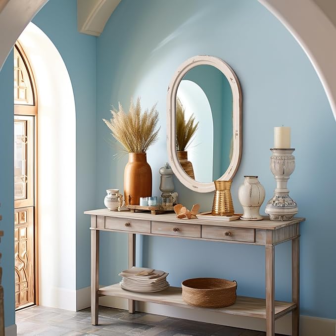 sawsile 20x30'' Rustic Oval Wood Mirror, Decorative Farmhouse Oval Mirrors - Image 7