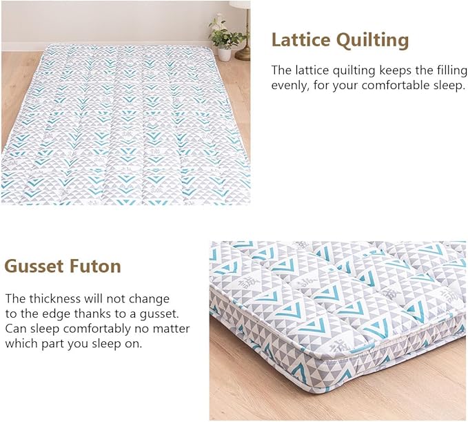 EMOOR Japanese Padded Futon Mattress Machi Full Triangle-Gray, Gusset Foldable - Image 6