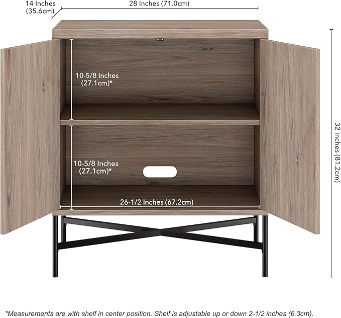 Henn&Hart 28" Wide Rectangular Accent Cabinet in Antiqued Gray Oak, - Image 3