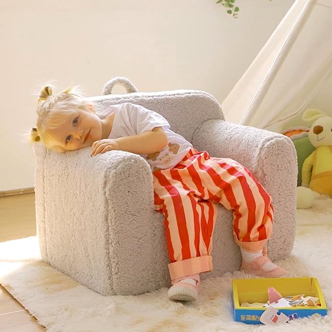 ALIMORDEN Kids Ultra-Soft Snuggle Foam Filled Chair, Toddler Cuddly Sherpa - Image 2