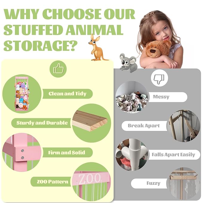 Trycooling Stuffed Animal Zoo Stuffed Animal Storage Wood Plushie Storage - Image 4