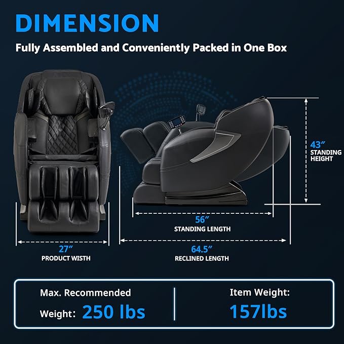 Massage Chair, Zero Gravity Full Body Massage Chair Extra Large Shiatsu - Image 2