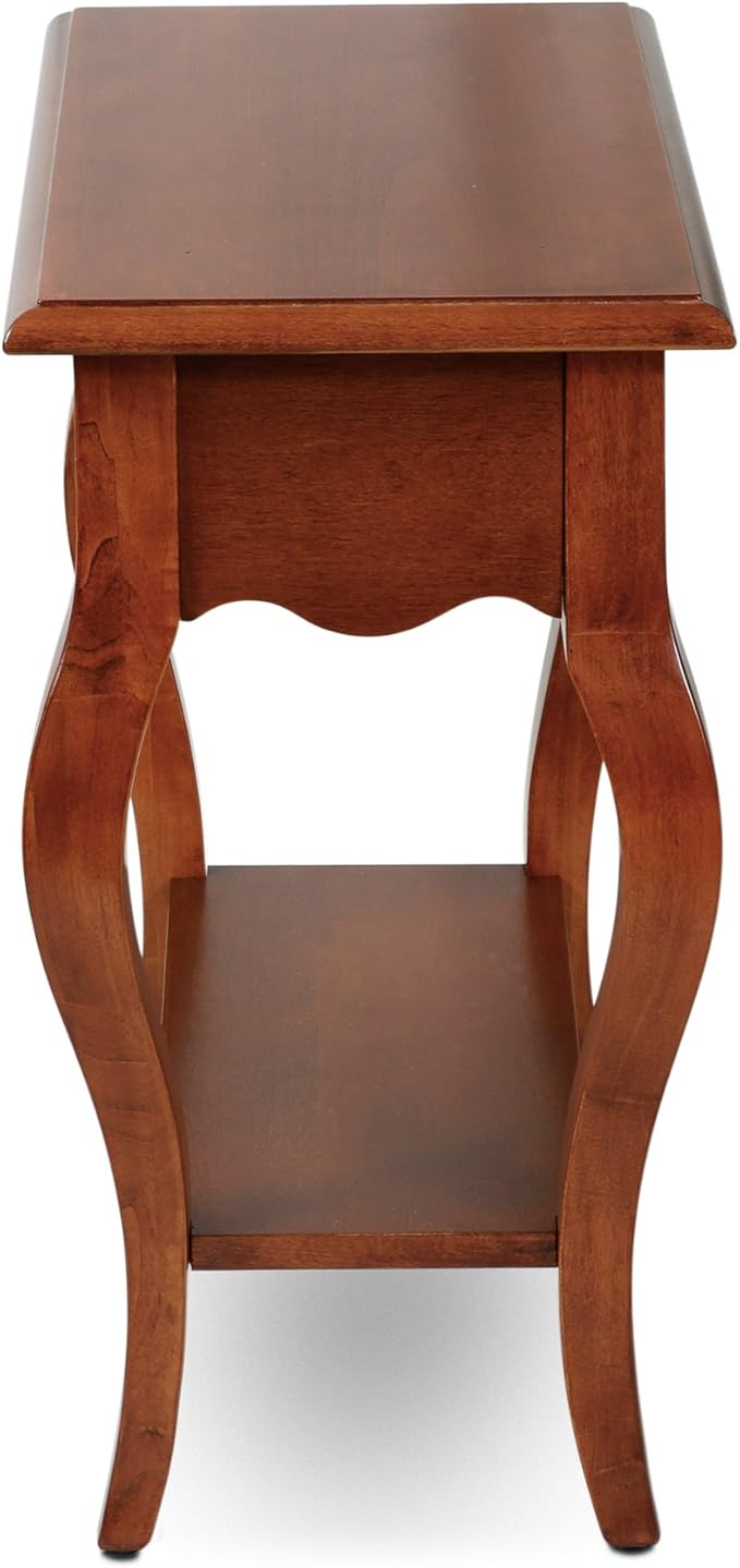 Leick Home Side Table, One Drawer, French Cabriole Leg, Solid Poplar, 12.5 in W - Image 5