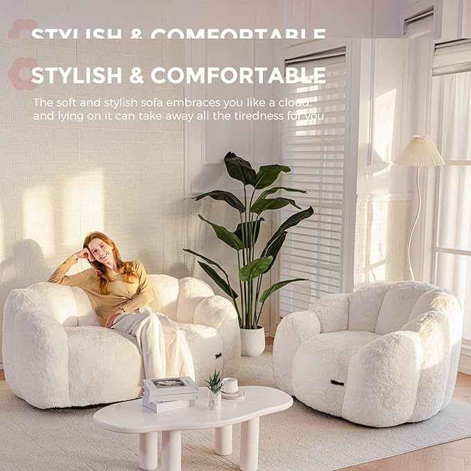 MAXYOYO Bean Bag Chair for Adults, Loveseat Floral Shaped Bean Bag Sofa - Image 4
